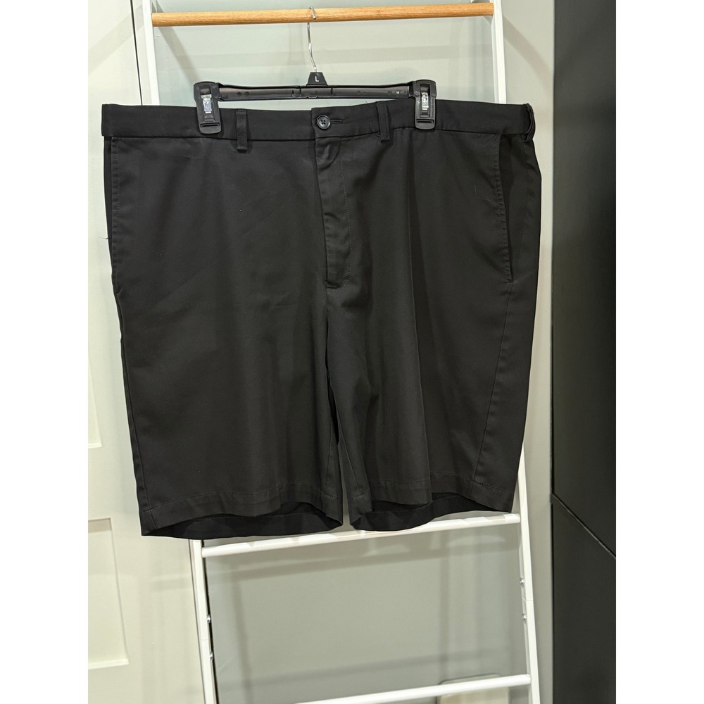 Haggar Cool 18 Pro Mens Black Flat Front Performance Golf Shorts‎ Size 42 Travel